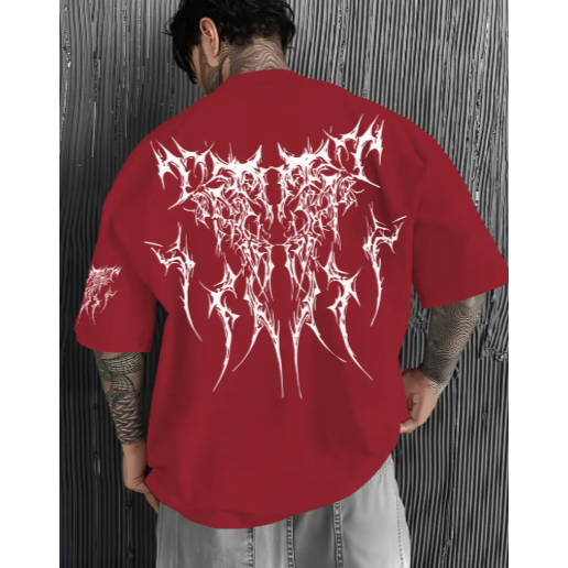 Camiseta Oversized Estampada Com Detalhes De Espinhos Casual Gótico Estiloso em Oferta na Shopee