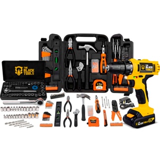 Jogo Ferramentas 169 Pçs Maleta Furadeira Parafusadeira Bateria Tb-12e 12v 3/8 10mm The Black Tools em Oferta na Shopee