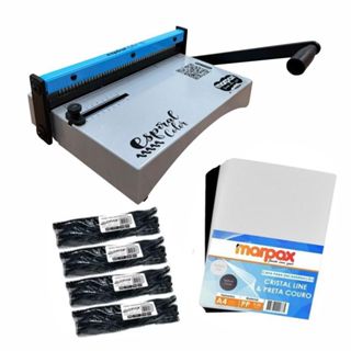 Kit Encadernadora Espiral Color Azul + 100 Capas e 100 Espirais Marpax em Oferta na Shopee