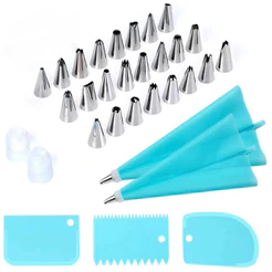 Kit Confeiteiro Saco de Creme Reutilizável + 24 Pçs Conjunto De Saco De Confeiteir