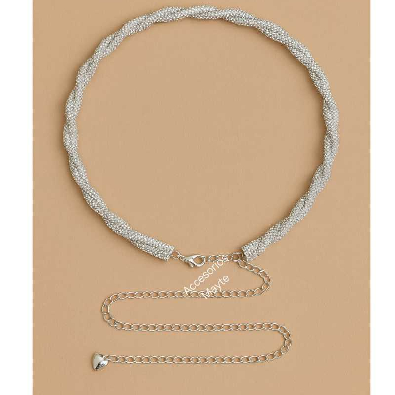 Cinto Feminino Elegante de Strass com Corrente Torcido Moda Feminina em Oferta na Shopee