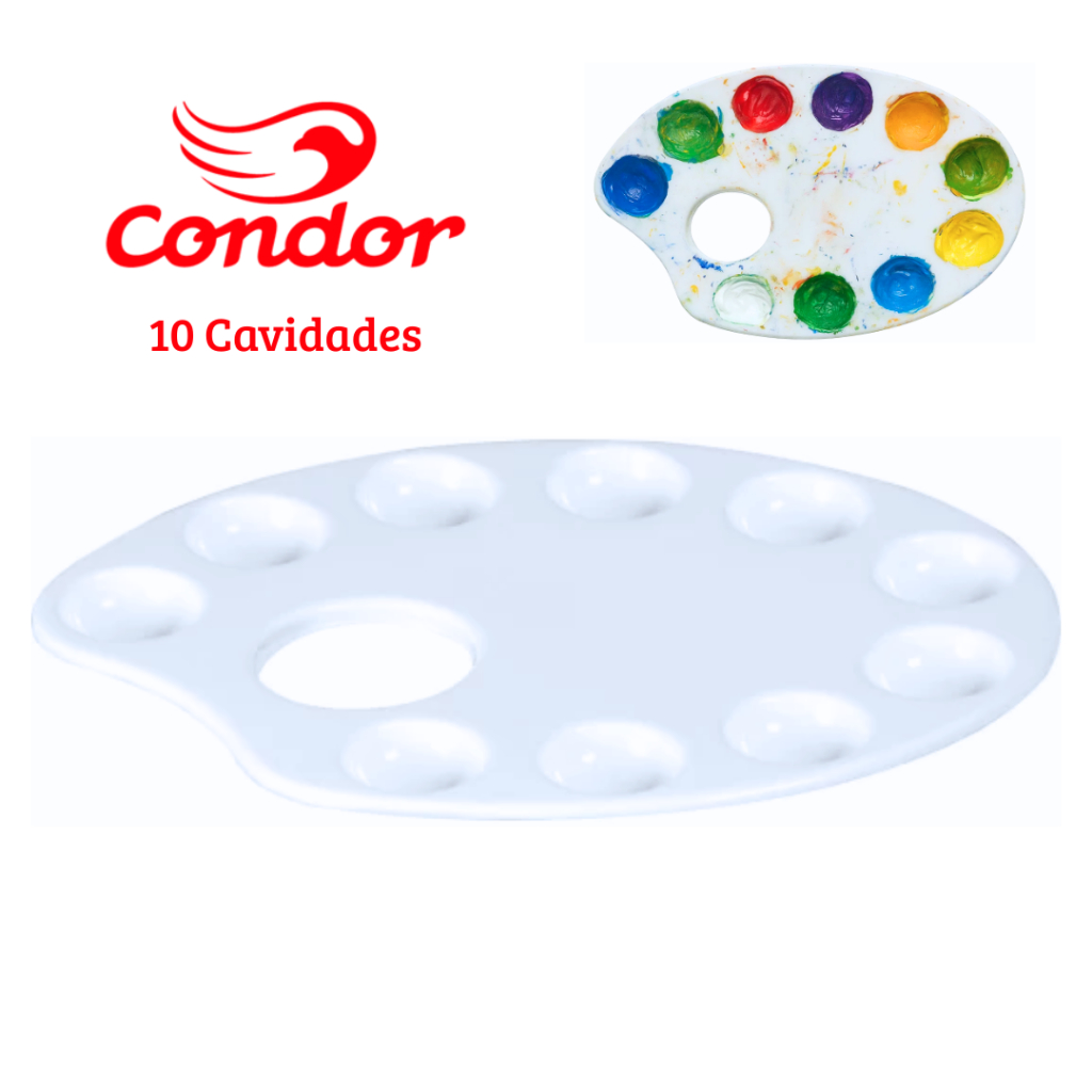 Bandeja Paleta Godê Para Pintura Em Tela 10 Cavidades - Condor em Oferta na Shopee