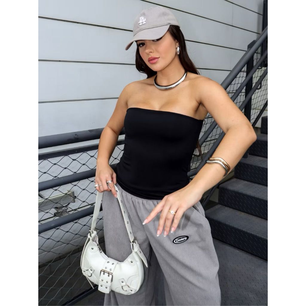 Tomara que caia  Tube Top Suplex Feminino Duplo  Tubinho Básico Suplex Blogueira Premium