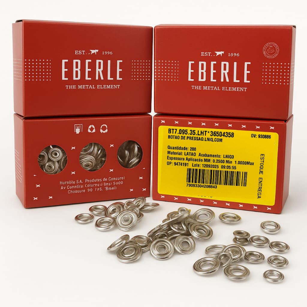 Botão De Pressão Arinho 35 Eberle 117/35l 09mm Com 200und Cor Niquelado Tictac caixa de botão  35