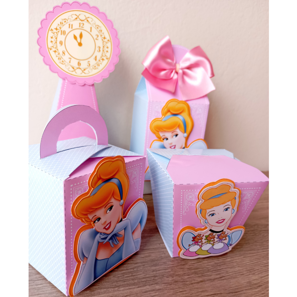 KIT_CAIXINHAS_PERSONALIZADAS_TEMA_CINDERELA_LEMBRANCINHAS_FESTA_INFANTIL_DECORAÇÃO