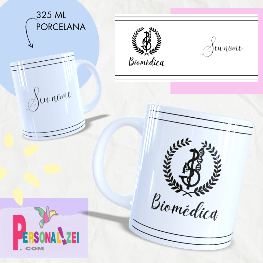 Caneca Personalizada Biomédica Xícara Personalizada Biomédica Porcelana Caneca Biomedicina Com Nome