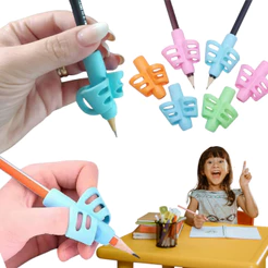 Kit Adaptadores para Lápis Ergonômico para Escrita Apoio 2 Dedos Encaixe Infantil Corrige Pegada Escrita Autista TDAH