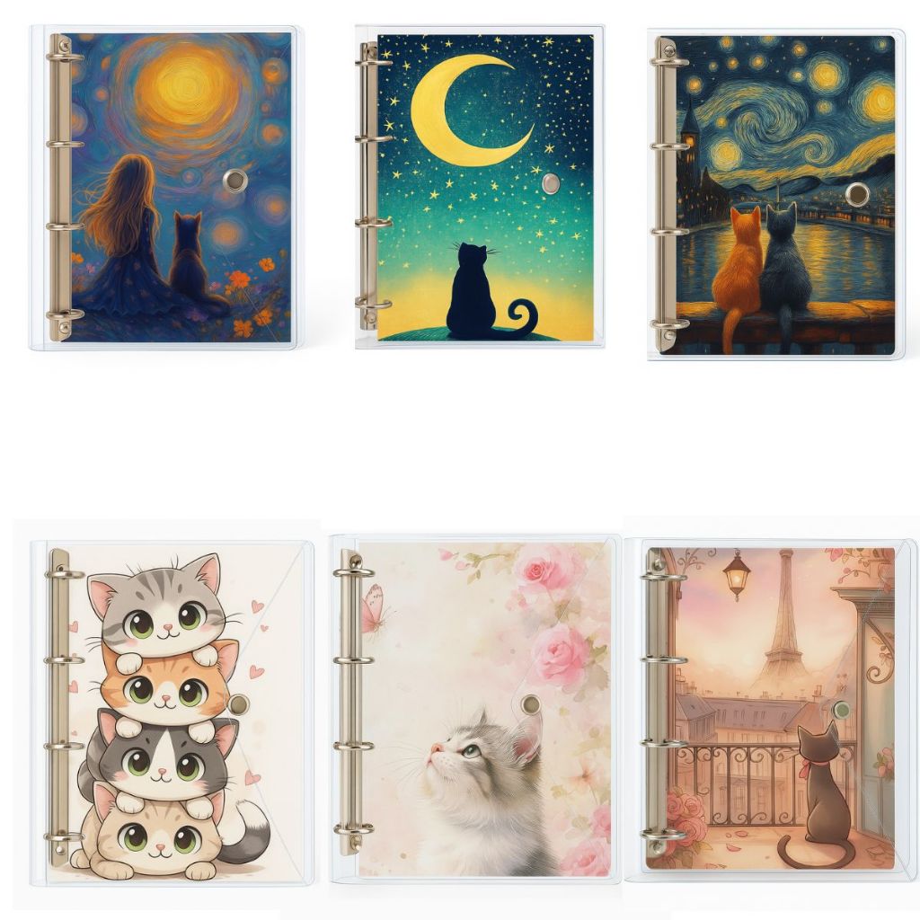 Fichário Universitário Gatos Cat lovers Transparente A4  Escolha sua Capa