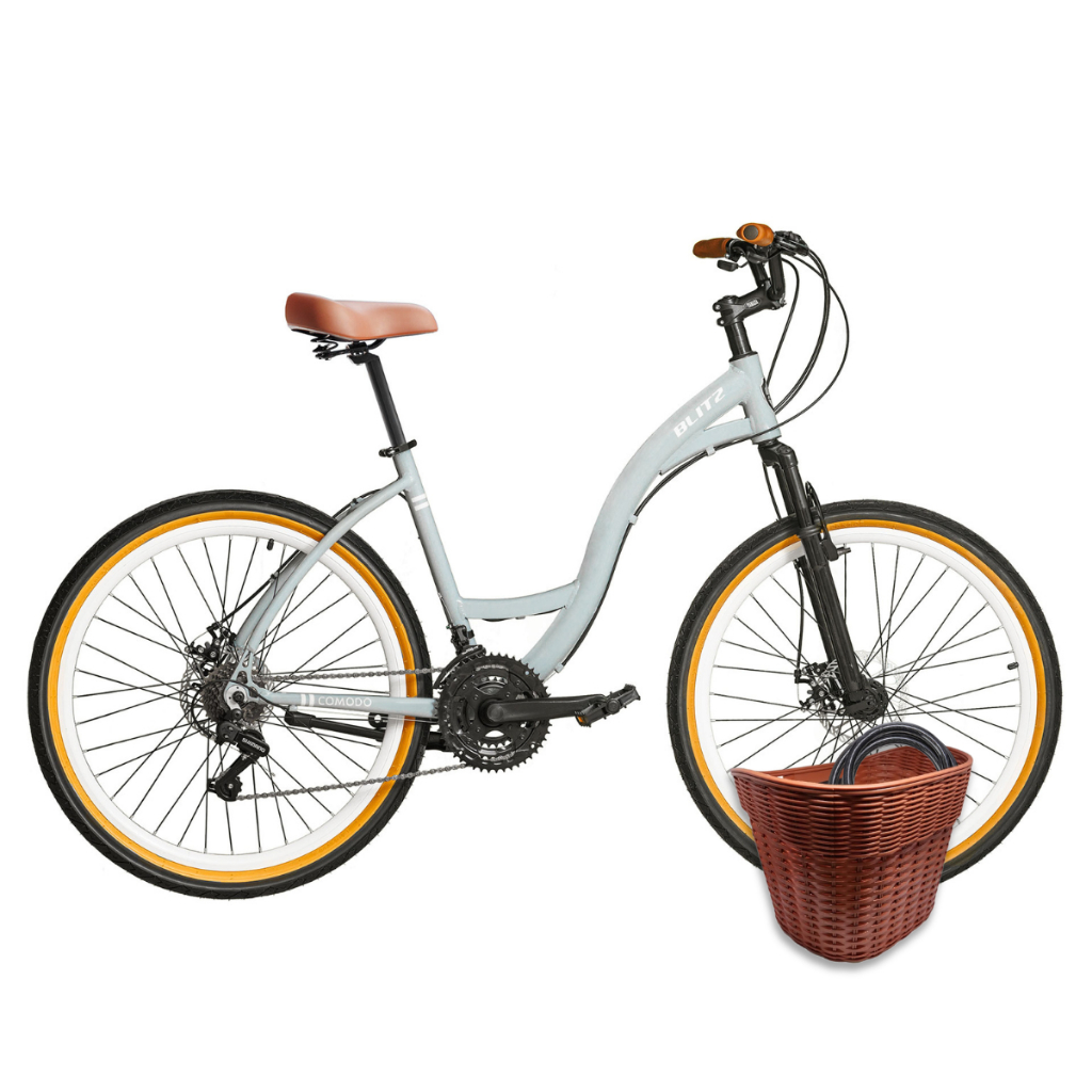 Kit Bicicleta Aro 26 BLITZ Comodo Urbana 21v + Cestinha e Cadeado