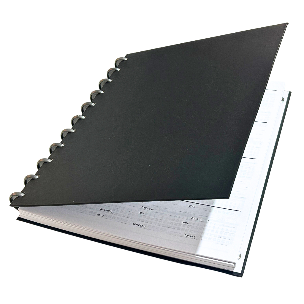 Caderno Graf Disco Inteligente Barato Capa Dura Preta Grande