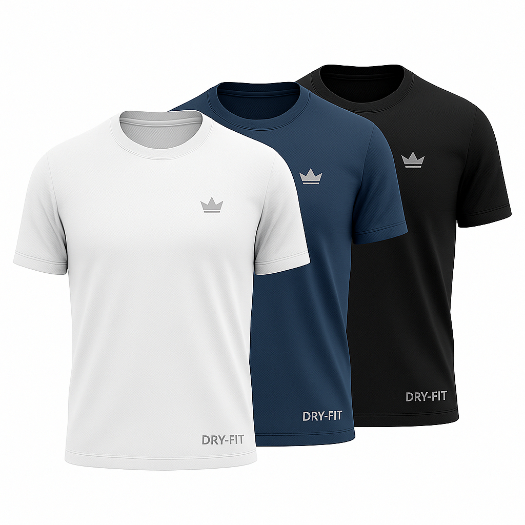 Kit 3 Camisetas Dry Fit Masculina Treino Beach Tenis Corrida Academia Ciclismo UV Rei do Esporte