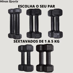Par Halter Sextavado Pintado - 1 Kg a 5 Kg / Treino Musculação Peso Academia Fortalecimento Muscular C/ 2 Un