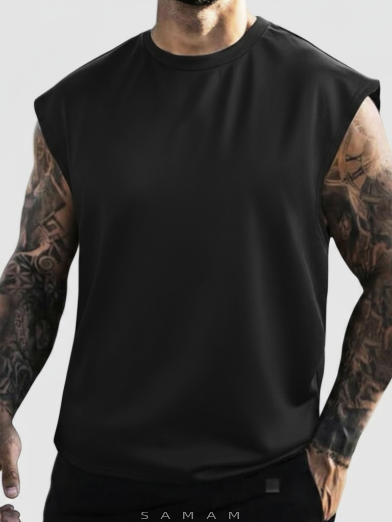Camiseta Regata Oversized Masculina Academia Machão Treino Longline Lisa Samam