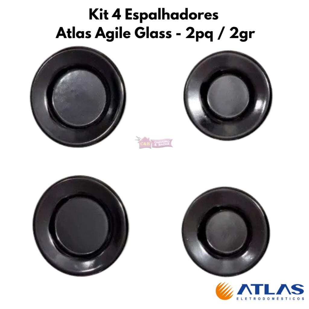 Kit 4 Espalhador Tampa Bocas Chama Fogão Atlas Agile Glass