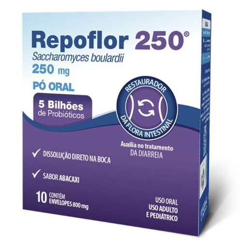Repoflor 250mg Com 10 Envelopes  5 Bilhoes De Probióticos