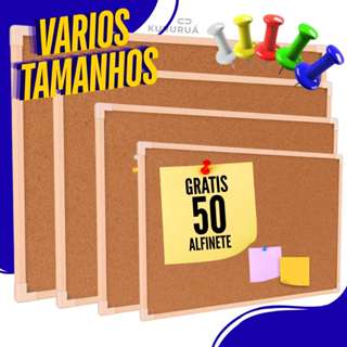 Quadro de Cortiça Moldura + 50 Alfinetes Avisos, Recados, Home Office, Escritório Medidas 30x40, 60x40, 90x60, 100x70 em Oferta na Shopee