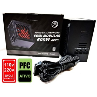 Fonte 500w PFC SEMI MODULAR BIVOLT AUTOMÁTICO Pci-e 8 Pinos 6+2 Pl Vídeo Silenciosa real ativo em Oferta na Shopee
