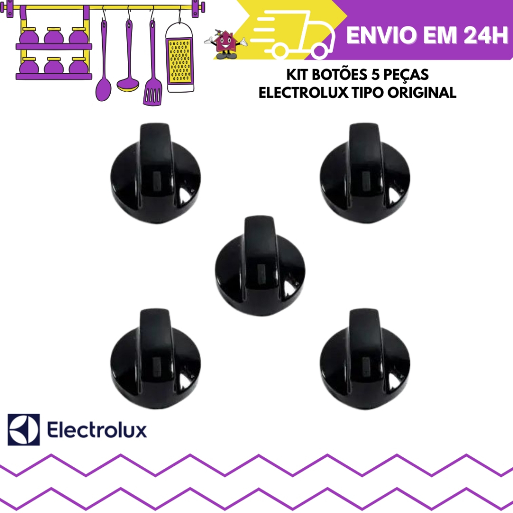Kit Botão de Fogão Electrolux Cooktop Tipo Original 5 peças