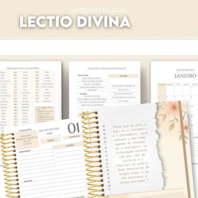Lectio Divina Personalizada com Nome - 2026 Capa Dura - Planner Devocional Católico - Leitura Orante