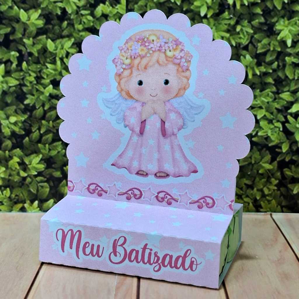 Porta Bis Personalizado para Lembrancinha de Festa, Aniversário, Batizado Menina Branco e Rosa