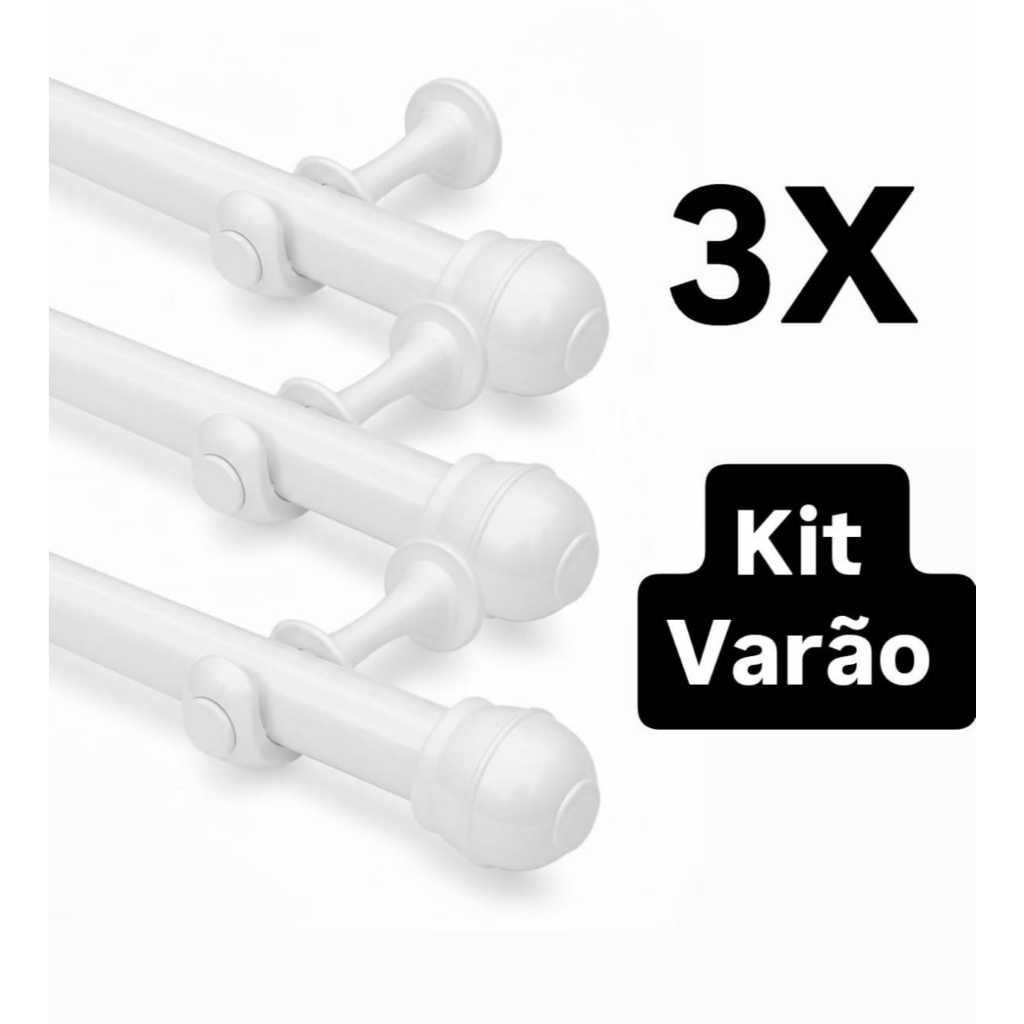 3 Kit Varões de Cortinas  2.00 metros Varias Cores Quarto-Sala-Cozinha 19mm em Oferta na Shopee