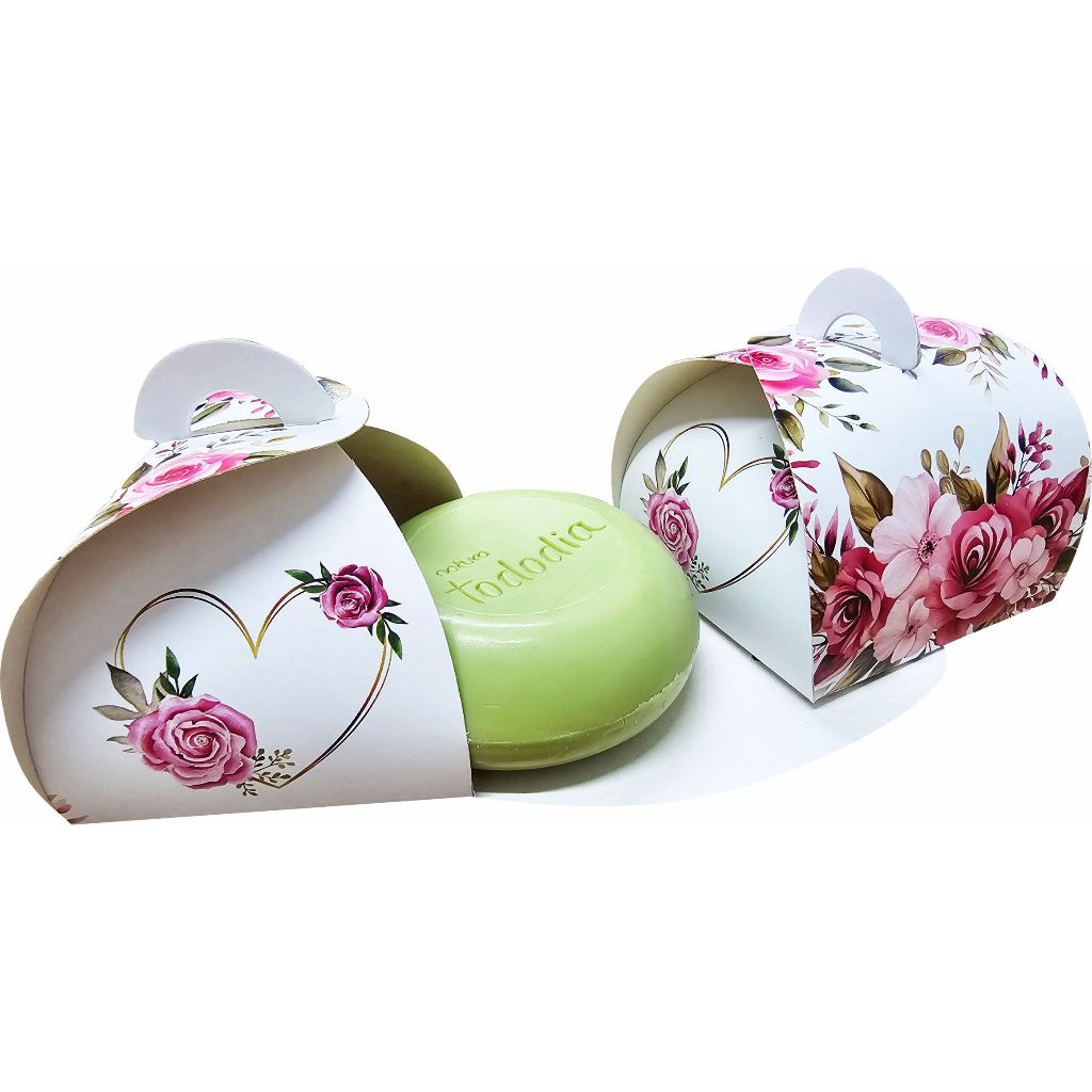 Embalagem Caixa Lembrancinhas Doces Finos Sabonetes - Floral Rosa em Oferta na Shopee