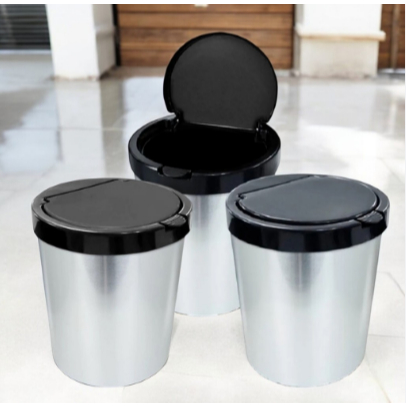 KIT com 3 Lixeiras Cesto 10 Litros c/ Tampa Click Inox Escritorio - ARQPLAST TOY 25670 em Oferta na Shopee