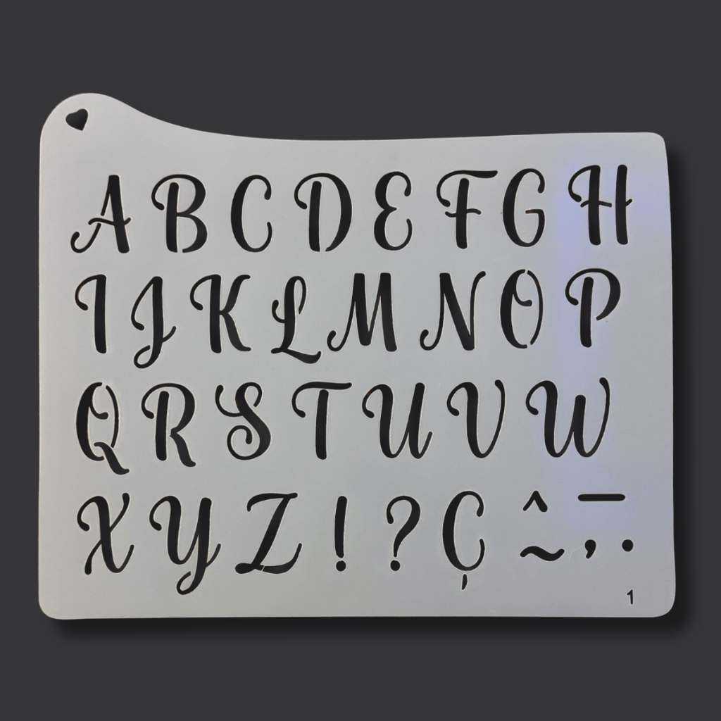 Stencil Molde Abecedário Alfabeto Letras Maiúsculas Vazado Pintura Tecido MDF Artesanato Letras