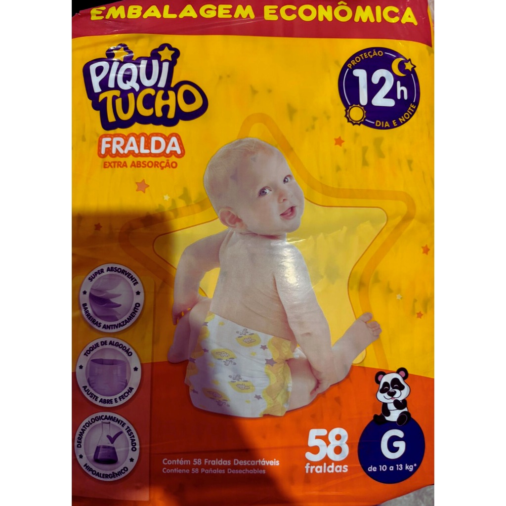 Fralda Piquitucho embalagm econômica extra absorção