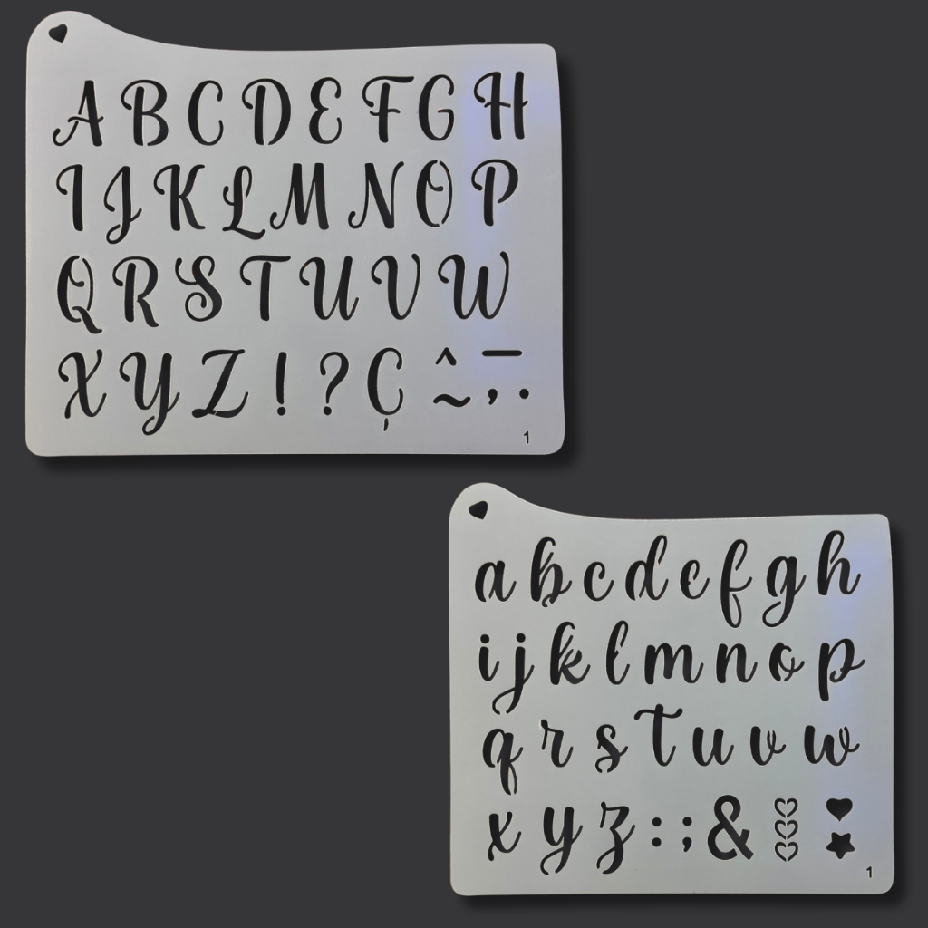 Kit Stencil Abecedário Alfabeto Letras Maiúsculas e Minúsculas Pintura Tecido MDF Papel Artesanato em Oferta na Shopee