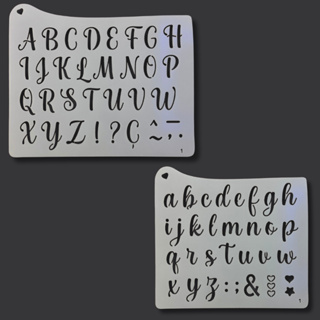 Kit Stencil Abecedário Alfabeto Letras Maiúsculas e Minúsculas Pintura Tecido MDF Papel Artesanato em Oferta na Shopee