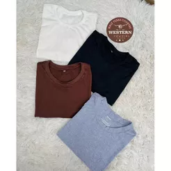 KIT 4 Camisetas Lisas Sem Estampas Baby Look Algodão Feminina Atacado