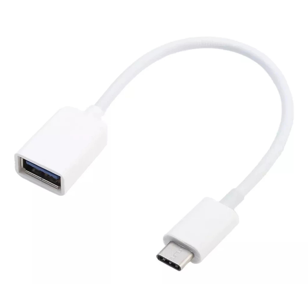 Cabo Adaptador OTG USB Fêmea Para Tipo C Branco - Celular Tablet