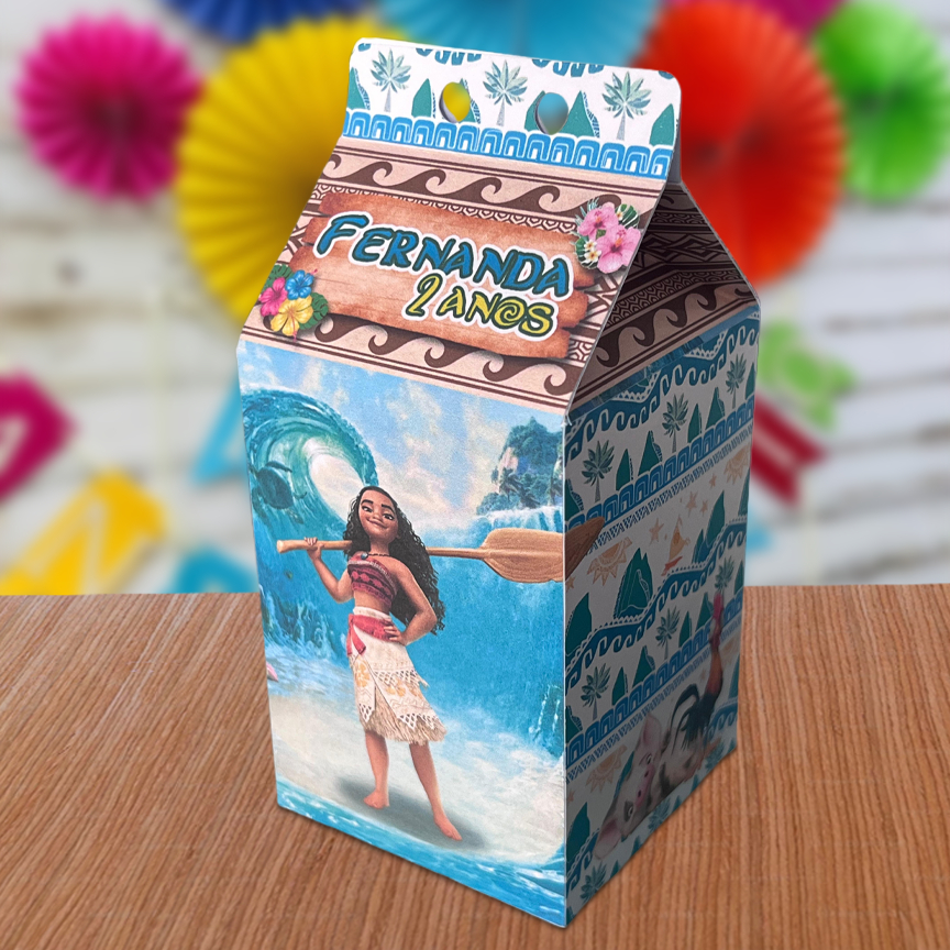 Caixinha Milk Moana Personalizada Kit Festa Mar Lembrancinha Princesa Princesas