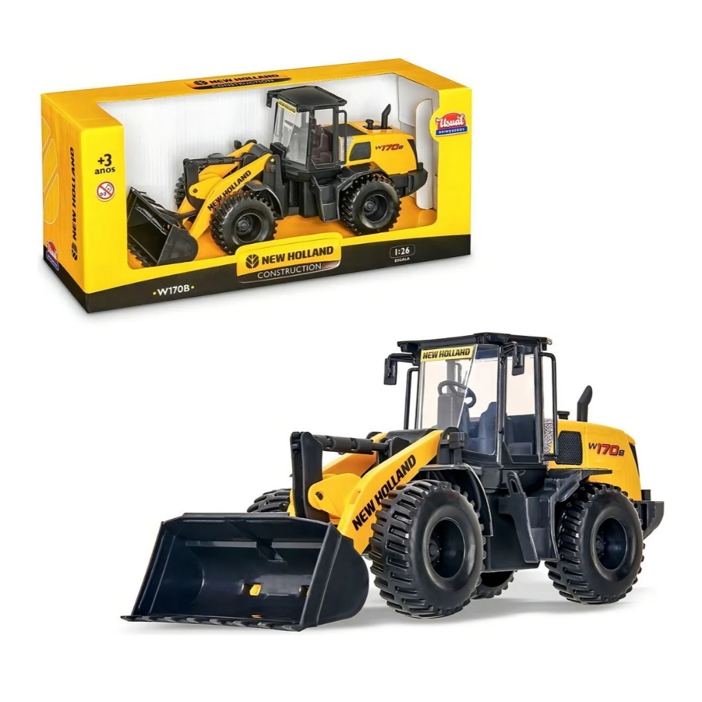 Trator de brinquedo infantil Pá Carregadeira new holland Usual Brinquedos