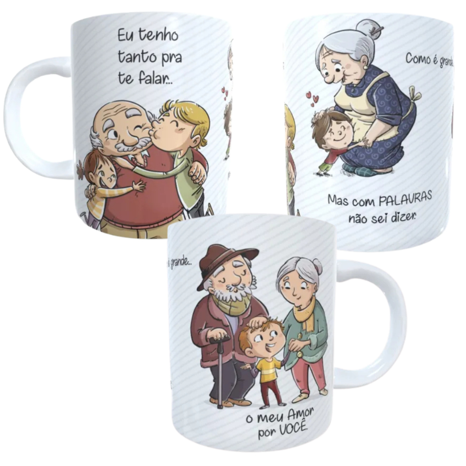 Caneca Avós Música Roberto Carlos 325ml Cerâmica Personalizada Sublimação