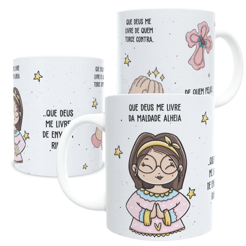 Caneca Planejei e Deus Fez Tudo Melhor 325ml Cerâmica Personalizada Sublimação