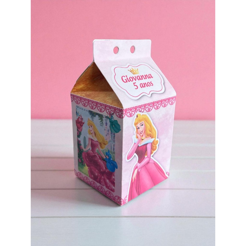 Caixinha Milk Bela Adormecida Personalizada Kit Festa Lembrancinha Princesa Aurora Princesas