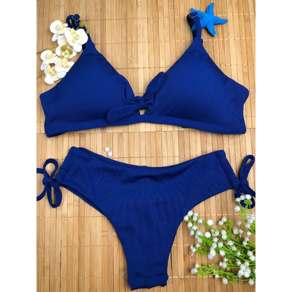 Plus Size Biquini Com Regulador Alças Calcinha Fio Duplo De Amarrar com Bojo Removível Estilo  Sutiã em Oferta na Shopee