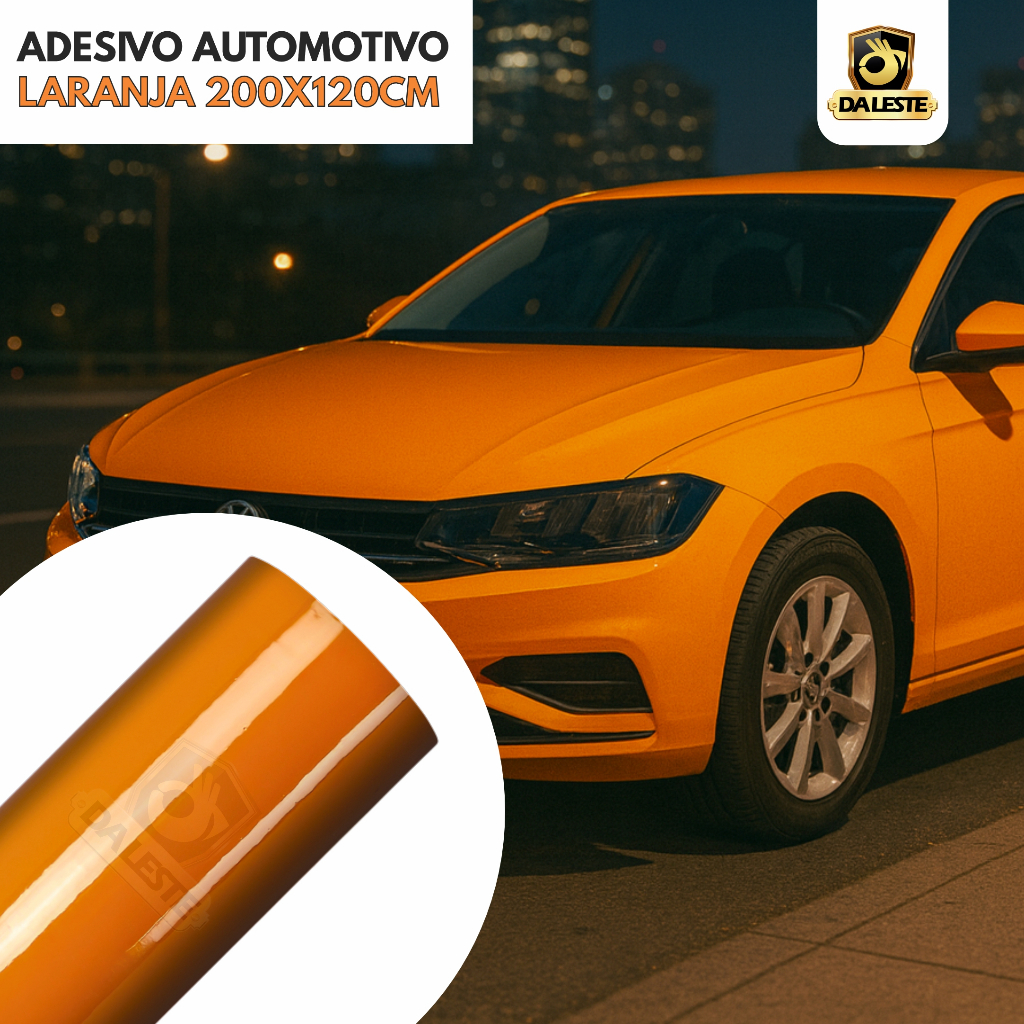 Adesivo Vinil Laranja Automotivo 120x200cm P/ Capo e Teto de Carro Moto Peças + Espátula P aplicação