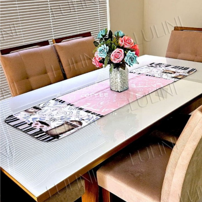 Caminho de Mesa Trilho Retangular 140X0,40CM Cozinha Decoração Tecido Oxford Lavável