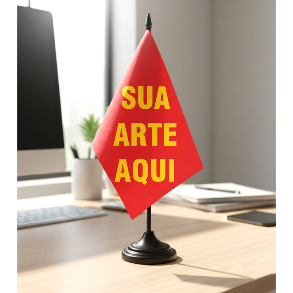 Bandeira de Mesa Decoração Sua arte enfeite personalizada presente escritorio profissão medico militar foto logo empresa