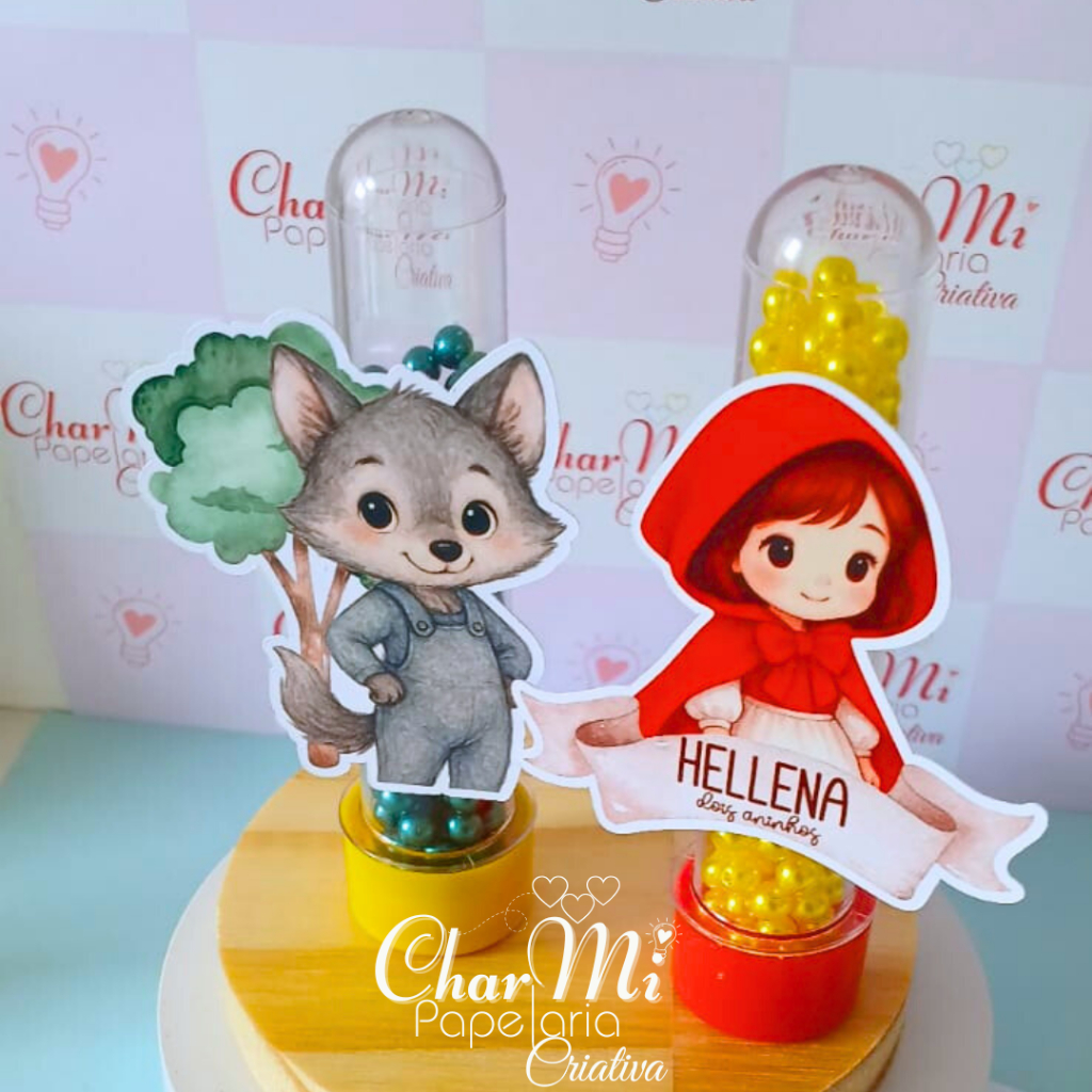 Aplique Personalizado para Tubete - Lembrancinha - Aniversário - Mesversário - Chapeuzinho Vermelho