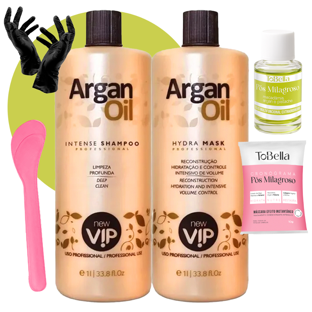 Vip Kit Escova Progressiva Mais vendida Argan Oil 1L + óleo finalizador