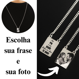 Escapulário cordão homenagem pai marido masculino Te amamos Papai Gravação Foto e Frase Presente em Oferta na Shopee