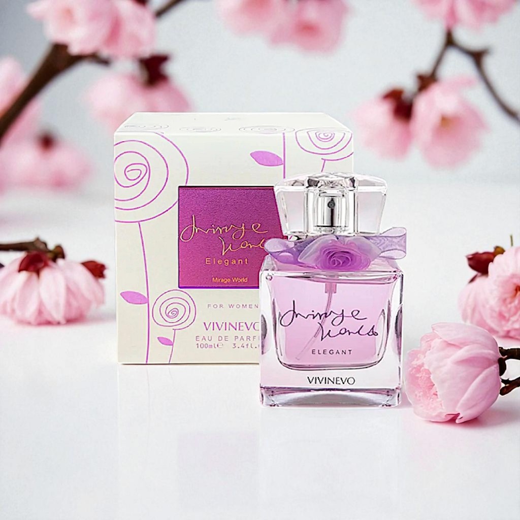 Perfume Mirage World Elegant Vivinevo Eau de Parfum 100ml – Feminino, Floral Frutado Sofisticado e Suave