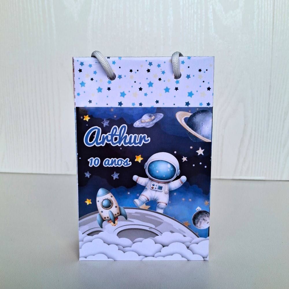 Sacolinha G Personalizada ASTRONAUTA MENINO /Lembrancinha de Festa /Aniversário