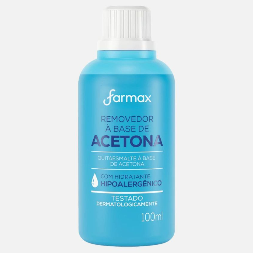 Removedor de Esmalte Base de Acetona 100 Farmax Envio Imediato Hipoalergênico Hidrata Protege Limpa