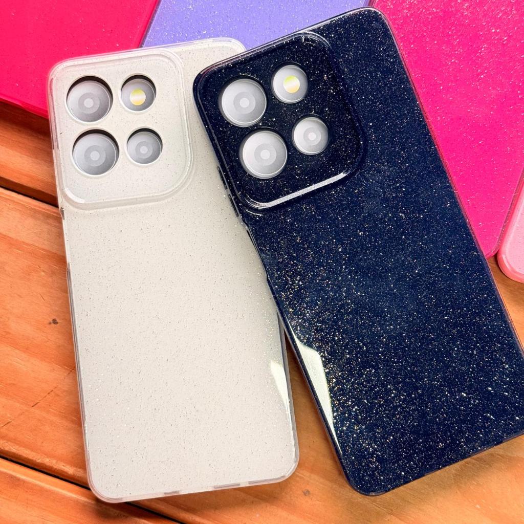 Capa Capinha Case de silicone aveludada com gliter brilho para Motorola Moto G15 G05 Moto E15