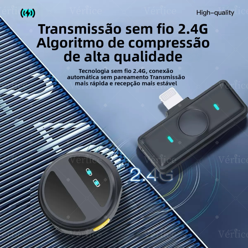 Microfone De Lapela Sem Fio Para iPhone/Android Type-c C/ Cancelamento De Ruído P/ Gravação de vídeo/TikTok/Vlog